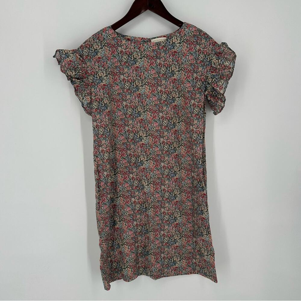 Ann Mashburn Dress Size XS Cotton Ruffle Sleeves Mini Pockets Floral Print